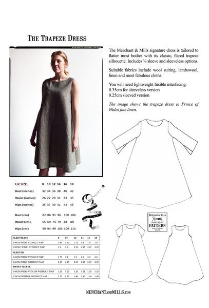 Trapeze-dress Paper Pattern Size 8-18 Merchant & Mills | slowfiber Trapeze-dress Paper Pattern Size 8-18 Merchant & Mills | slowfiber